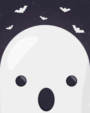 happy halloween cute ghost face character vector illustration designのイラスト素材