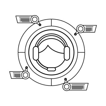 man with headphone infographics statistics line style icon vector illustration designのイラスト素材