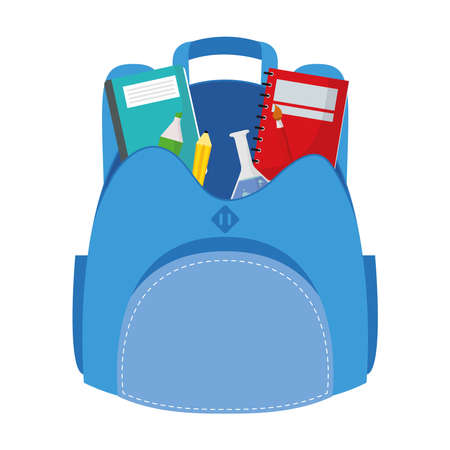 school bag equipment with notebooks and supplies vector illustration designのイラスト素材
