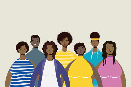 group of afro people characters vector illustration designのイラスト素材