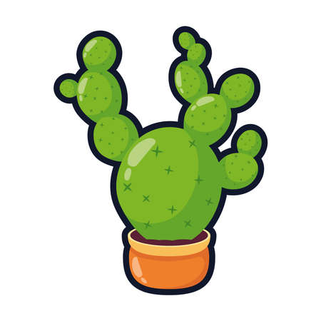 cactus mexican plant in ceramic pot flat style icon vector illustration designのイラスト素材