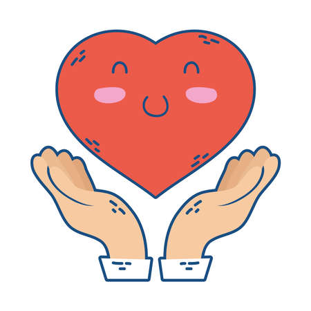 hands protecting heart love character icon vector illustration designのイラスト素材