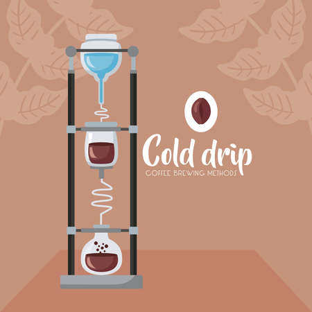 coffee brewing methods poster with cold drip maker vector illustration designのイラスト素材