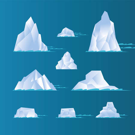 white icebergs set design, Water blue ocean and ice theme Vector illustrationのイラスト素材