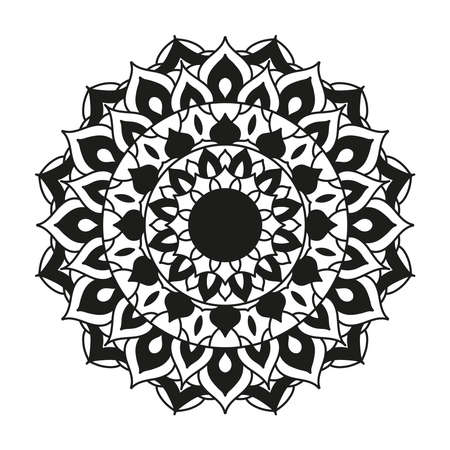 Mandala in black flower shaped design of Bohemic ornament indian and decoration theme Vector illustrationのイラスト素材