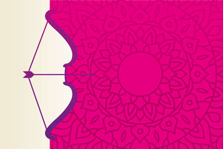 dussehra bow and arrow with pink mandala design, indian festival theme Vector illustrationのイラスト素材