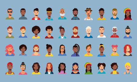 group of diversity people characters vector flat style designのイラスト素材