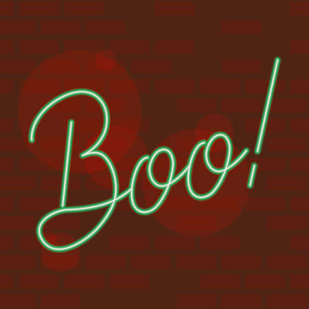 boo word halloween lettering in neon light vector illustration designのイラスト素材
