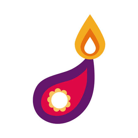diwali candle with drop mandala flat style icon vector illustration designのイラスト素材