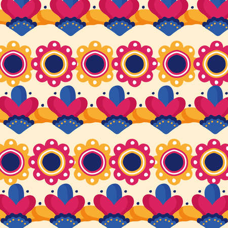 mexico celebration party with flowers pattern background vector illustration designのイラスト素材