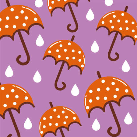 hello autumn season umbrellas pattern vector illustration designのイラスト素材