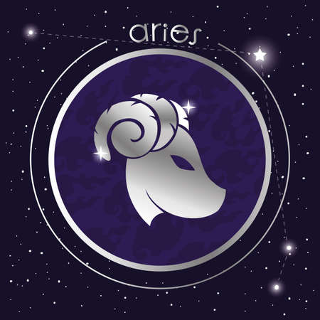 aries zodiac sign silver seal vector illustration designのイラスト素材