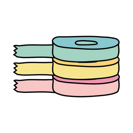 tapes rolls supplies free form style icon vector illustration designのイラスト素材