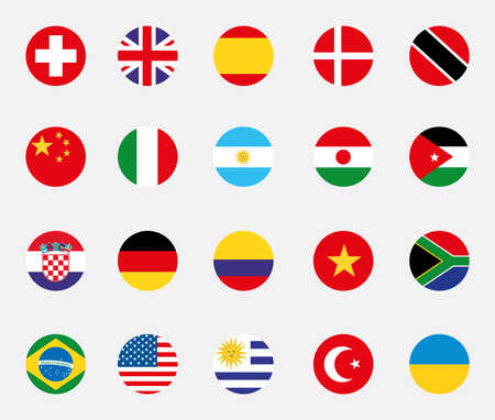 Flag icon set design, country national state patriotism united world and international theme Vector illustrationのイラスト素材