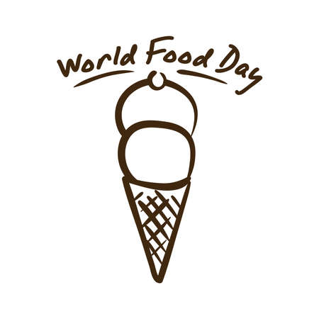 world food day celebration lettering with ice cream line style vector illustration designのイラスト素材