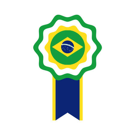brazil flag seal stamp flat style icon vector illustration designのイラスト素材