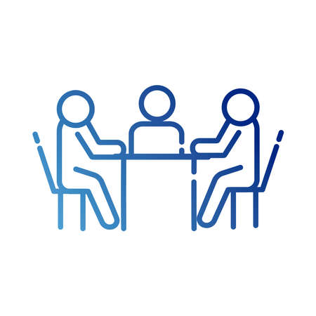 teamworkers in table coworking gradient style icon vector illustration designのイラスト素材