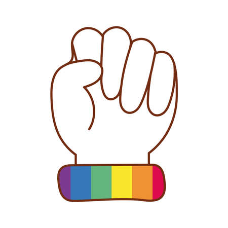 hand fist protest gay flag line and fill style icon vector illustration designのイラスト素材