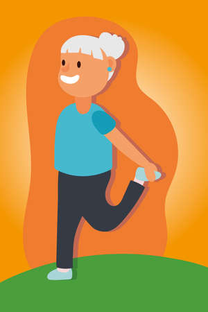 old woman practicing exercise active senior vector illustration designのイラスト素材