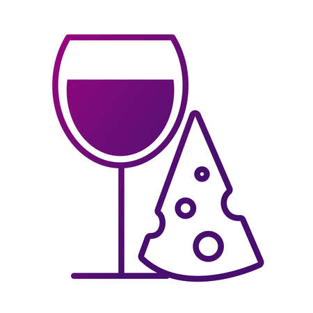 wine cup drink with cheese gradient style icon vector illustration designのイラスト素材