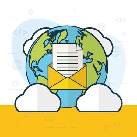 world envelope message cloud computing send email vector illustrationのイラスト素材