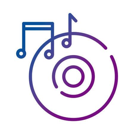 compact disc and music notes gradient style icon vector illustration designのイラスト素材