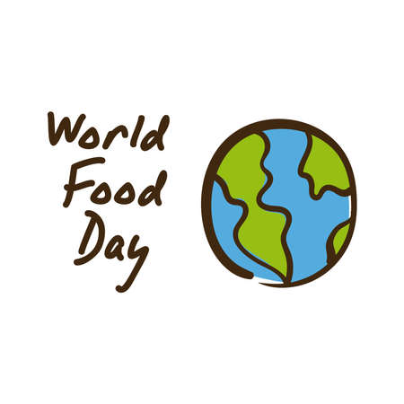 world food day celebration lettering with planet earth flat style vector illustration designのイラスト素材
