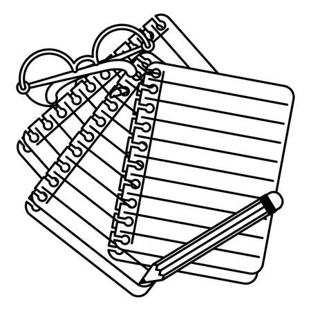 eyeglasses optical accessory with notebooks and pencil vector illustration designのイラスト素材