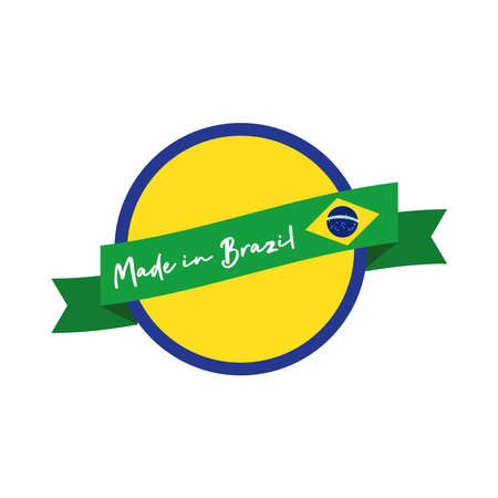 made in brazil banner with flag and ribbon vector illustration designのイラスト素材