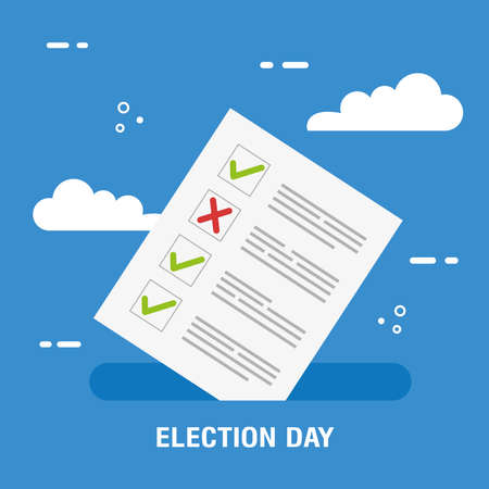 Election day vote paper and clouds design, president government and campaign theme Vector illustrationのイラスト素材