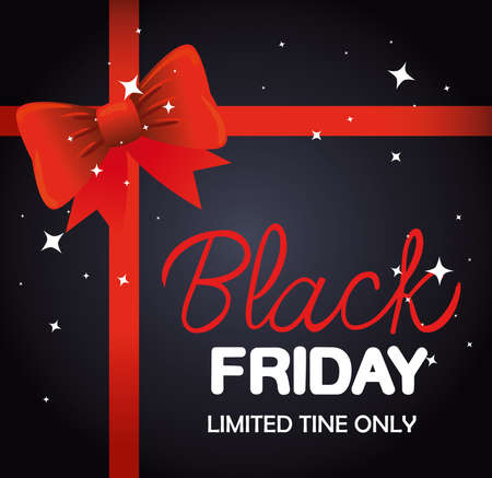 black friday with red bowtie design, sale offer save and shopping theme Vector illustrationのイラスト素材
