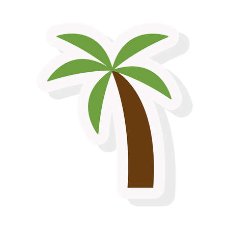 Palm tree sticker and flat style icon design, Beach summer vacation tropical relaxation outdoor nature tourism relax lifestyle and paradise theme Vector illustrationのイラスト素材