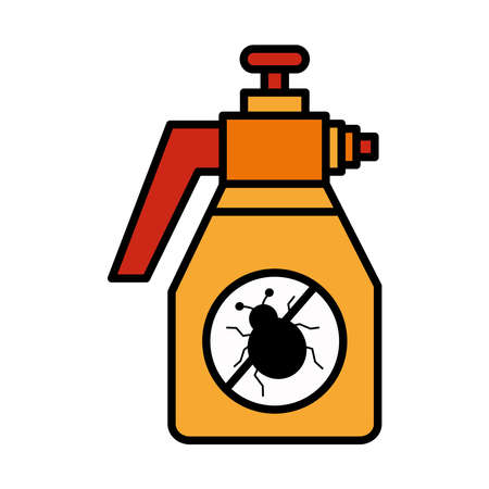 Gardening fumigator sprayer line and fill style icon design, garden planting and nature theme Vector illustrationのイラスト素材