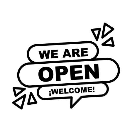 we are open welcome bubble line style icon design of Shopping commerce and covid 19 theme Vector illustrationのイラスト素材