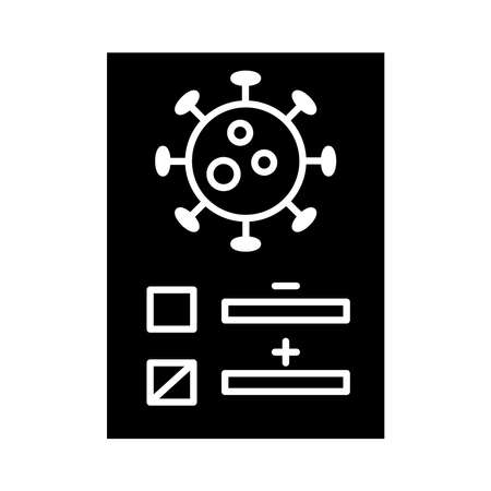 covid 19 virus on test paper silhouette style icon design of 2019 ncov cov and coronavirus theme Vector illustrationのイラスト素材
