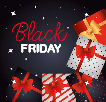 black friday with gifts design, sale offer save and shopping theme Vector illustrationのイラスト素材