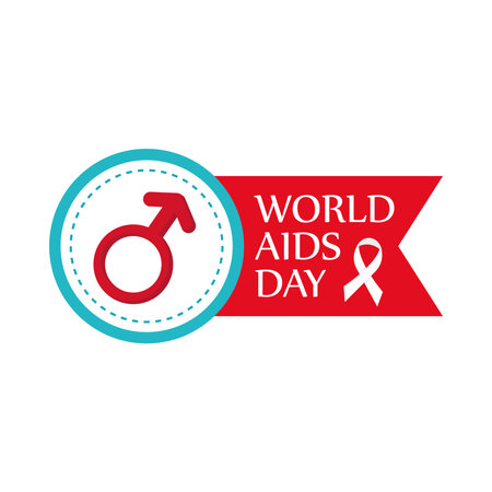 World aids day with male gender and ribbon design, first december and awareness theme Vector...