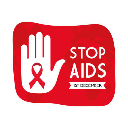 stop aids with ribbon on hand design, first december and awareness theme Vector illustrationのイラスト素材