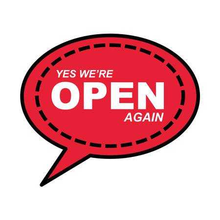 we are open bubble line and fill style icon design of Shopping commerce and covid 19 theme Vector...