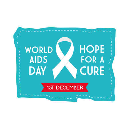 World aids day hope for a cure with ribbon on blue banner design, first december and awareness theme Vector illustrationのイラスト素材