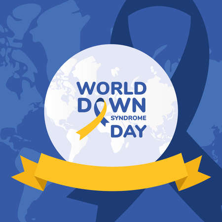 World down syndrome day with ribbon design, Disability awareness and support theme Vector illustrationのイラスト素材