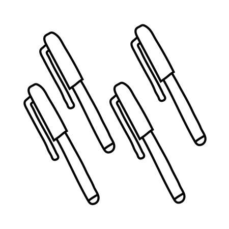 set of pens line style icons vector illustration designのイラスト素材