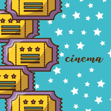 Cinema tickets design, Movie video film media entertainment show and event theme Vector illustrationのイラスト素材