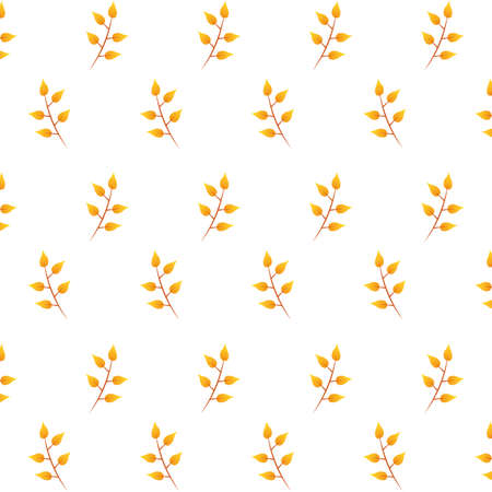 autumn branches with leaves foliage seasonal pattern vector illustration designのイラスト素材