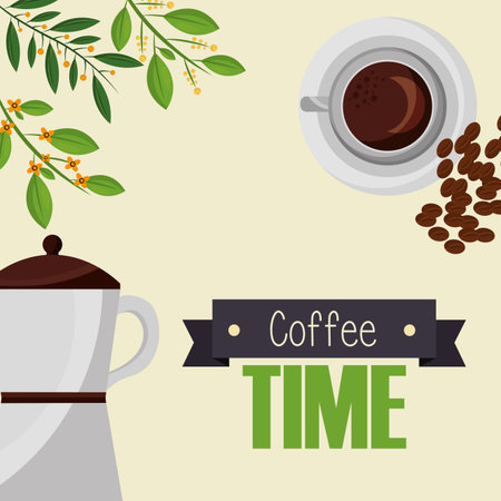 Coffee pot and cup design, Drink breakfast beverage bakery restaurant and shop theme Vector illustrationのイラスト素材