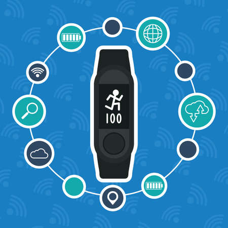 bracelet training digital gadgets technology vector illustrationのイラスト素材