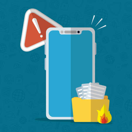 smartphone data information fire technology internet security vector illustrationのイラスト素材