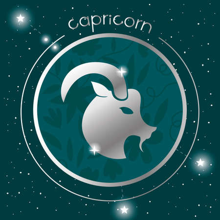 capricorn zodiac sign silver seal vector illustration designのイラスト素材