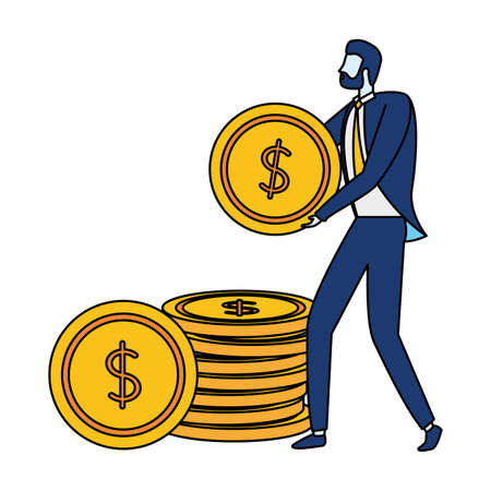businessman with coins money business success vector illustrationのイラスト素材
