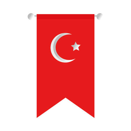 Turkish flag banner design, Turkey culture travel and asia theme Vector illustrationのイラスト素材